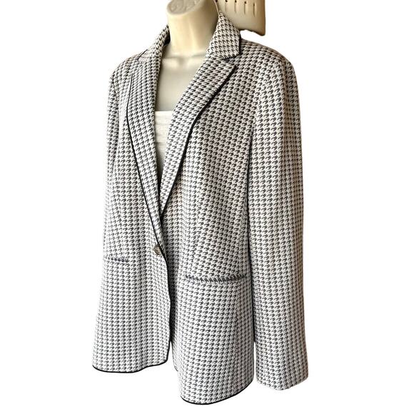 Ann Taylor The Tall Hutton Blazer Houndstooth Knit Stretch Workwear 12 NWT - Picture 3 of 7